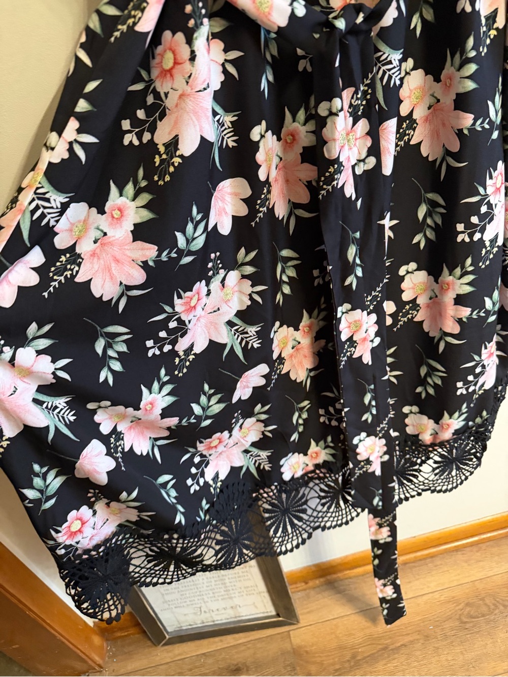 NWT BLOOM CHIC Black Floral maxi dress with Pink Blossoms women’s plus size 26 - Picture 4 of 9